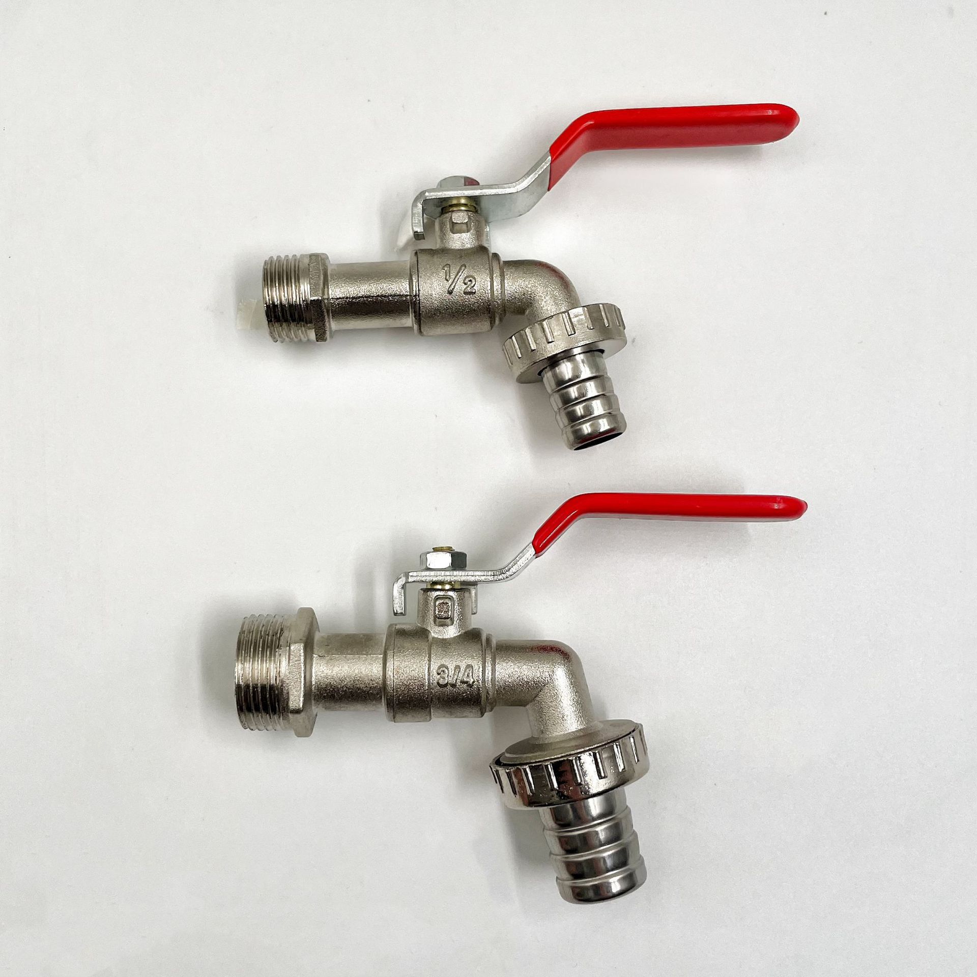 Cross-border 4-point and 6-point zinc alloy faucet, outdoor FM faucet, flat plate, blue and red handle, washing machine faucet details Picture