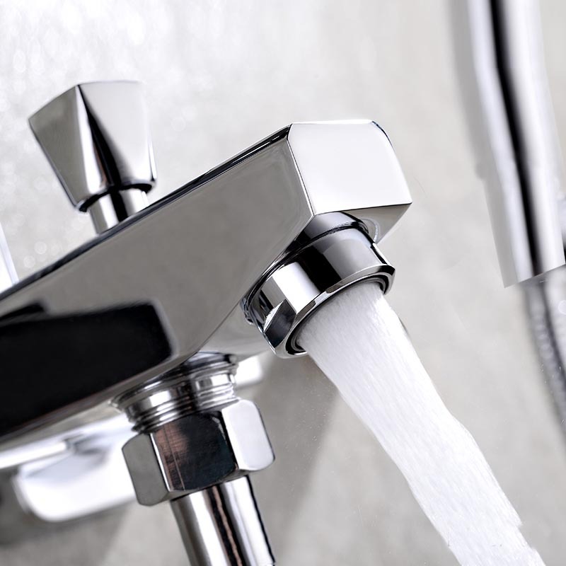 Wholesale of square three-in-one bathtub faucet, bathroom light and dark installation, simple shower head set, bathroom cold and hot mixed water valve Specification drawing