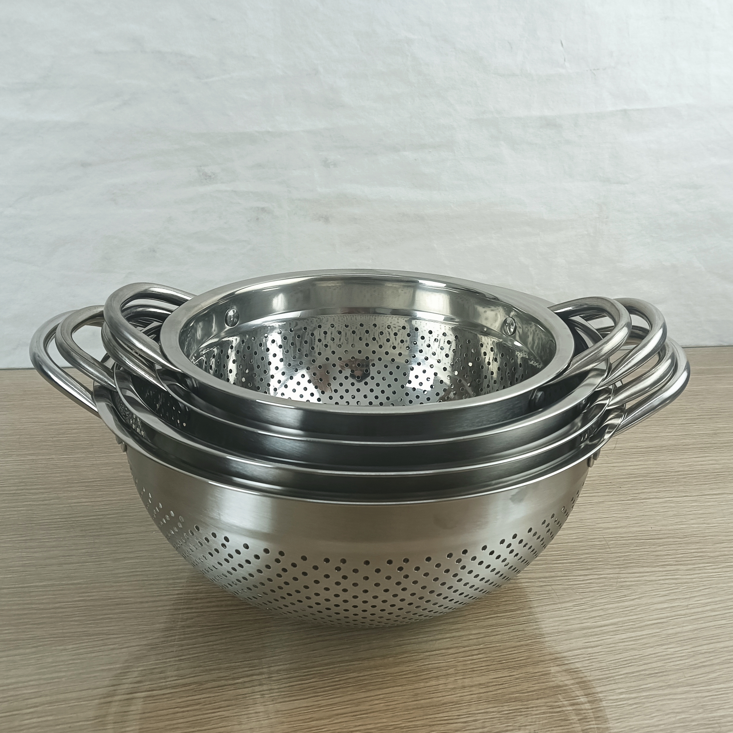 DF99077双耳果蔬篮304不锈钢熊猫耳洗菜盆蔬菜水果滤水篮沥水盆DF TRADINGHOUSE 