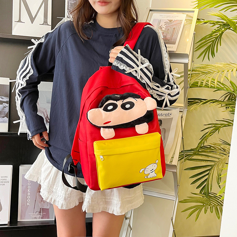 New Crayon Shin-chan cartoon children's backpack, cute and casual student schoolbag, plush toy backpack, cross-border Specification drawing