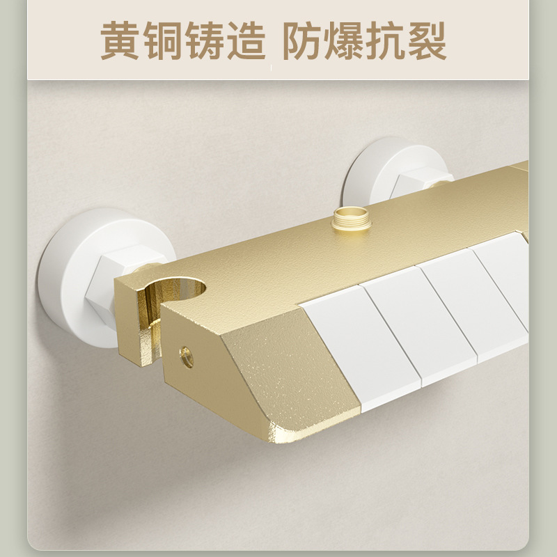 Gun gray digital display hot and cold shower head set, water-plated household brass shower head, bathroom rain booster shower head details Picture