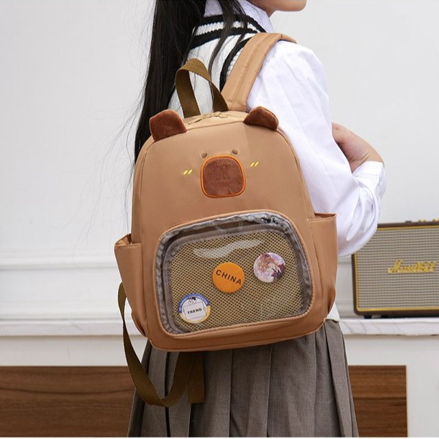 Cute cartoon capybara transparent backpack for children, 2025 new style, ladies' backpack, kindergarten girls' schoolbag, cross-border Application Scenario