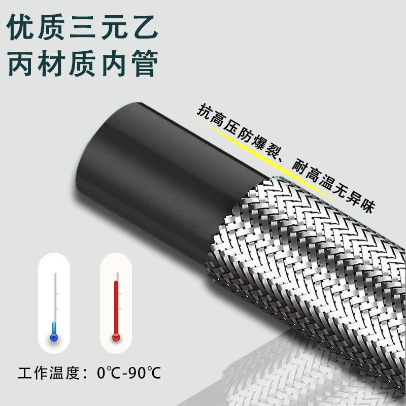 Kitchen sink cold and hot water inlet flexible hose, bathroom toilet washbasin single-hole faucet, 304 steel wire pointed head pipe Application Scenario