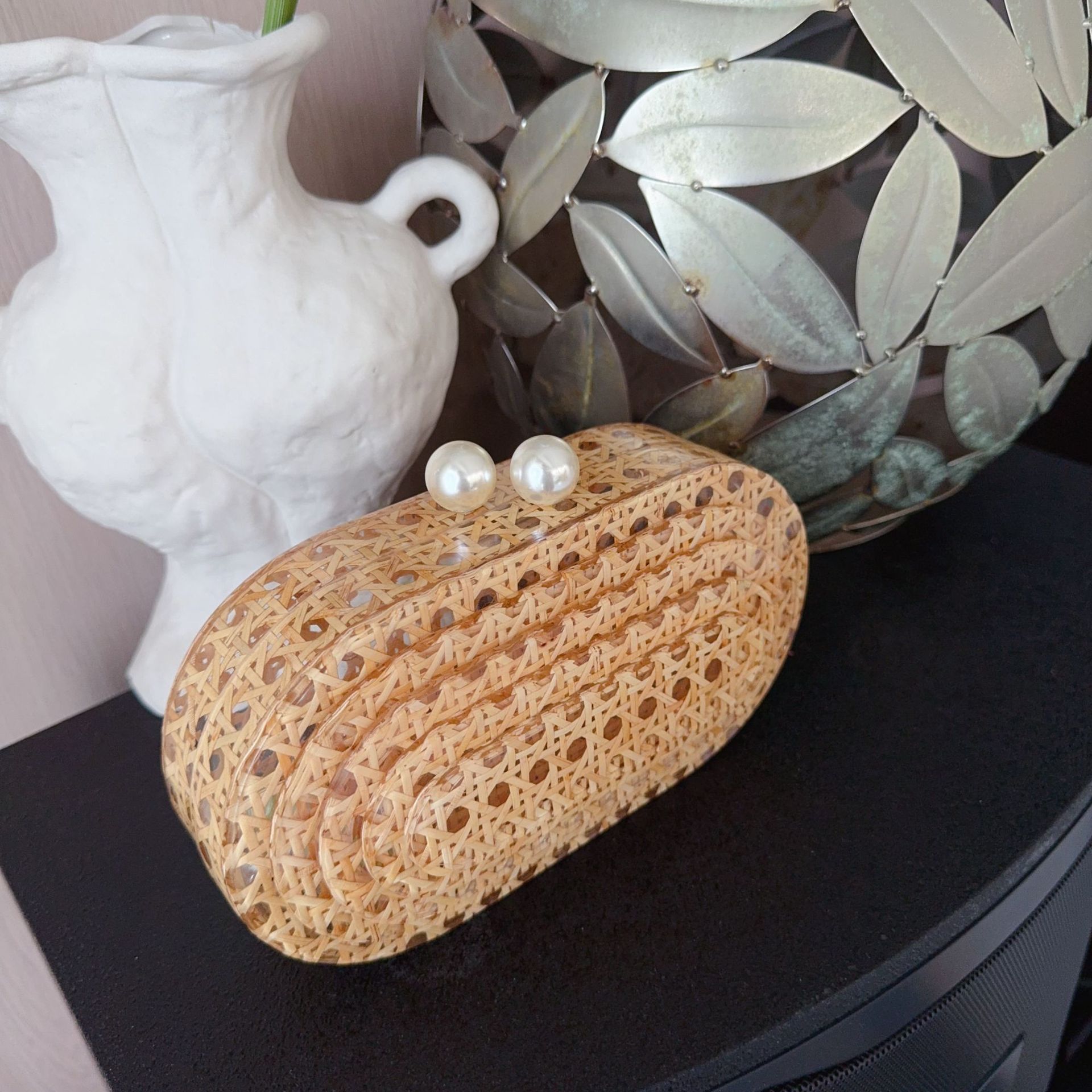 New cross-border best-selling wicker acrylic bags, dinner bags, clutch bags, single-shoulder crossbody wedding fashion women's bags details Picture
