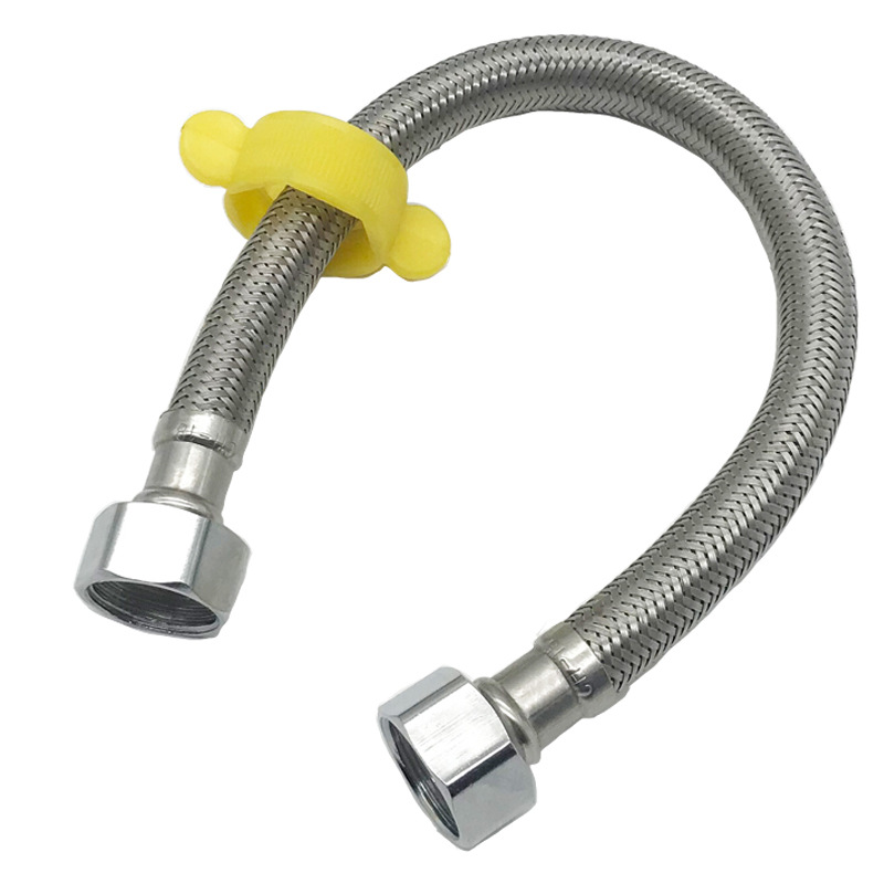 4-point 304 stainless steel wire braided flexible hose, high-pressure explosion-proof toilet water inlet pipe, cold and hot water supply metal connection pipe Item Picture