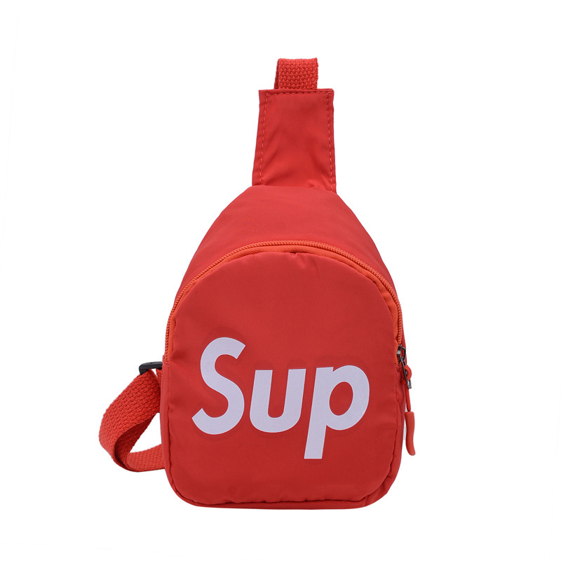 Korean children's chest bag 2021 Summer New Style cute and trendy boys' and girls' waist bag with simple letters, children's single-shoulder bag Item Picture