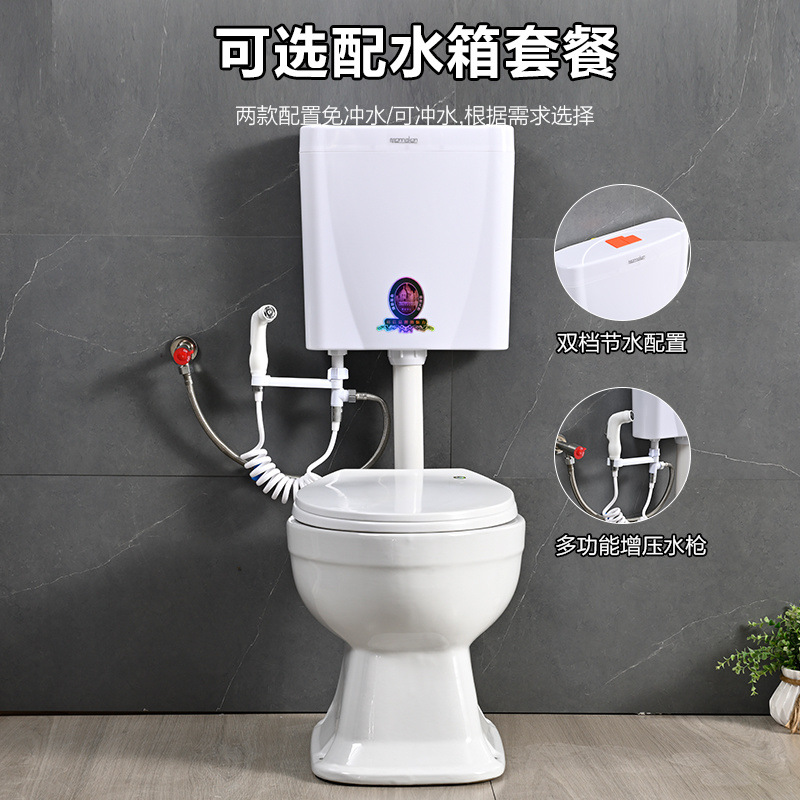 Rural toilet renovation: Dual-purpose dry toilet, ceramic no-flush straight-through squat toilet to sitting toilet, elderly toilet details Picture