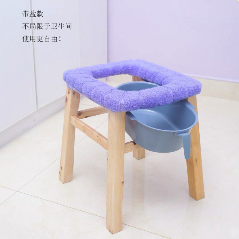 Solid wood toilet stool for patients, reinforced for defecation without assembly, adult disabled backrest, pregnant women's toilet, household and elderly direct sales details Picture