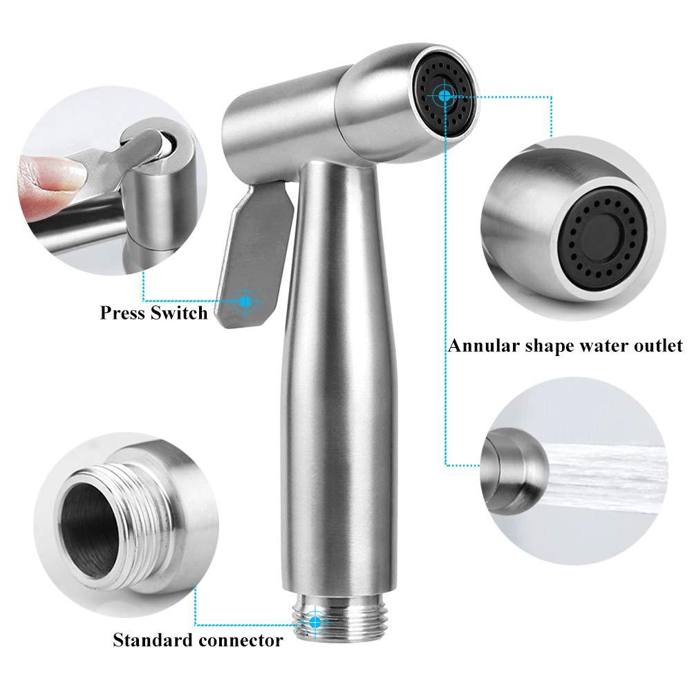 Cross-border best-selling 304 stainless steel toilet feminine wash companion spray gun, stainless steel toilet flushing nozzle feminine wash full figure