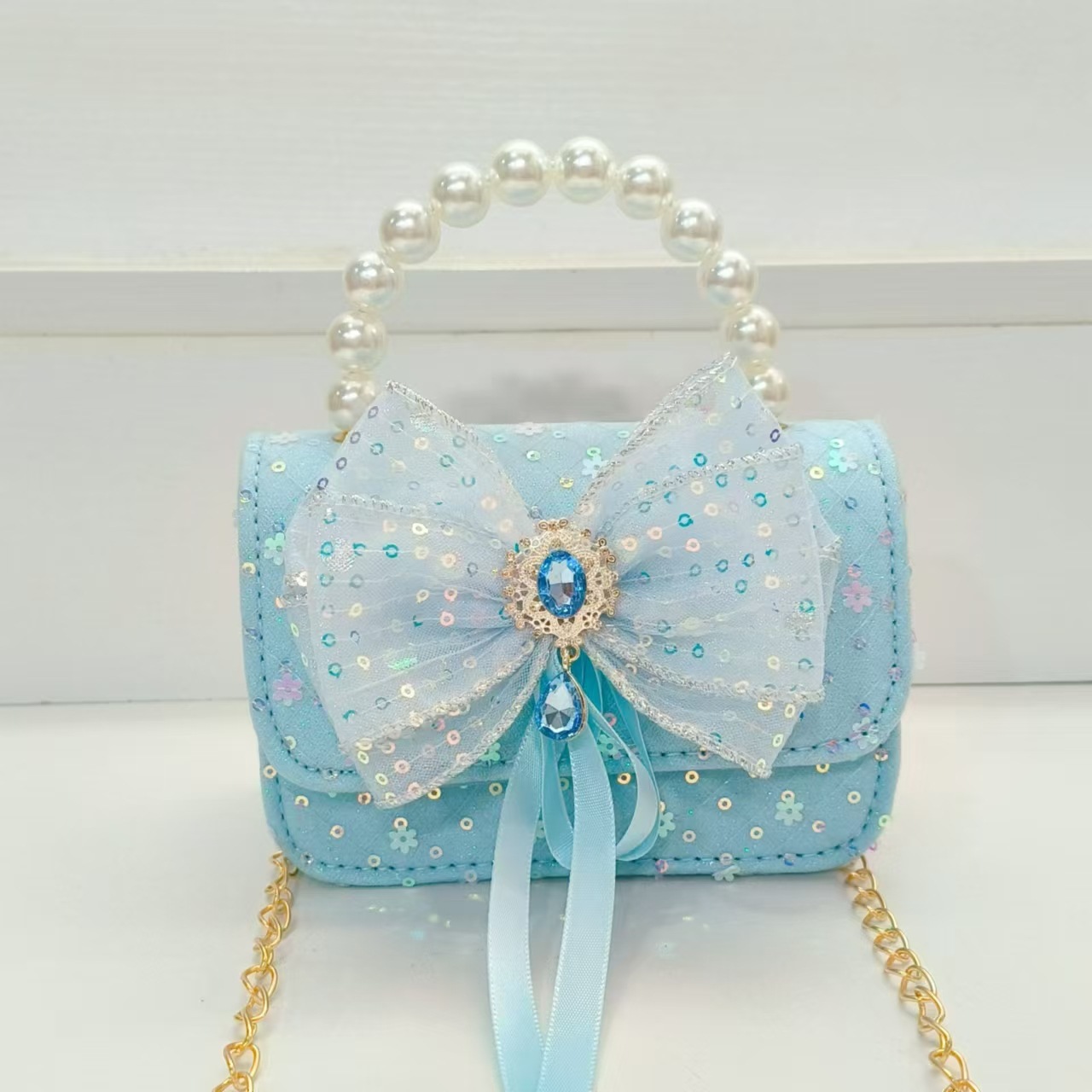 Bow princess bag, crossbody accessory, small square bag, chain girl princess bag, girl gift, little chanel-style accessory bag details Picture