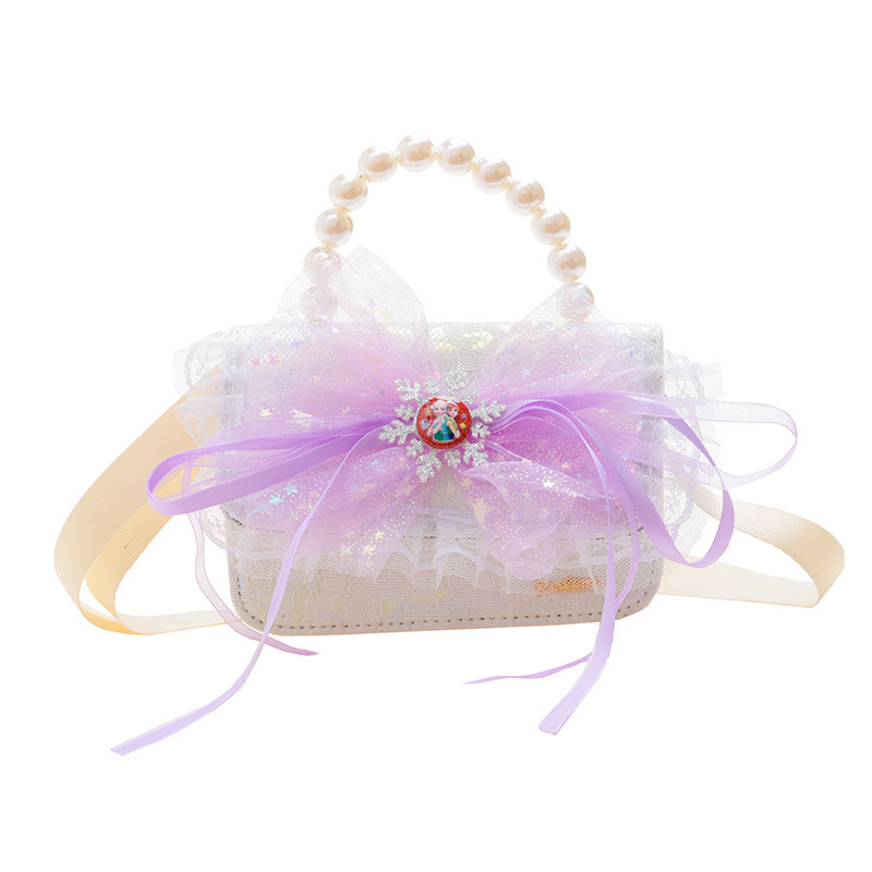 New children's bags, girls' crossbody small square bags, cute princess double-shoulder pearl handbags, lace single-shoulder bags wholesale Item Picture