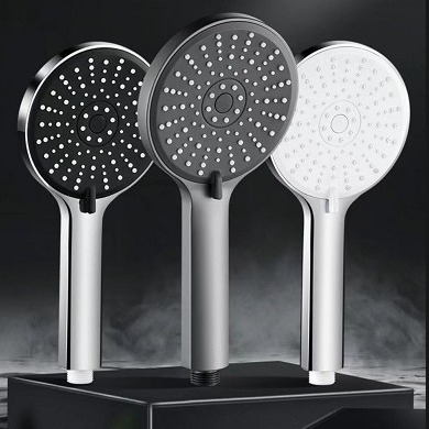 Bathroom shower head, powerful pressurized large panel shower head, black five-speed showerhead hose accessories full figure