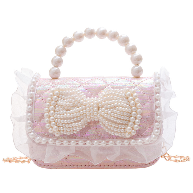 A new fashionable and trendy crossbody bag for little girls, a mini and cute pearl hand-held bag Item Picture