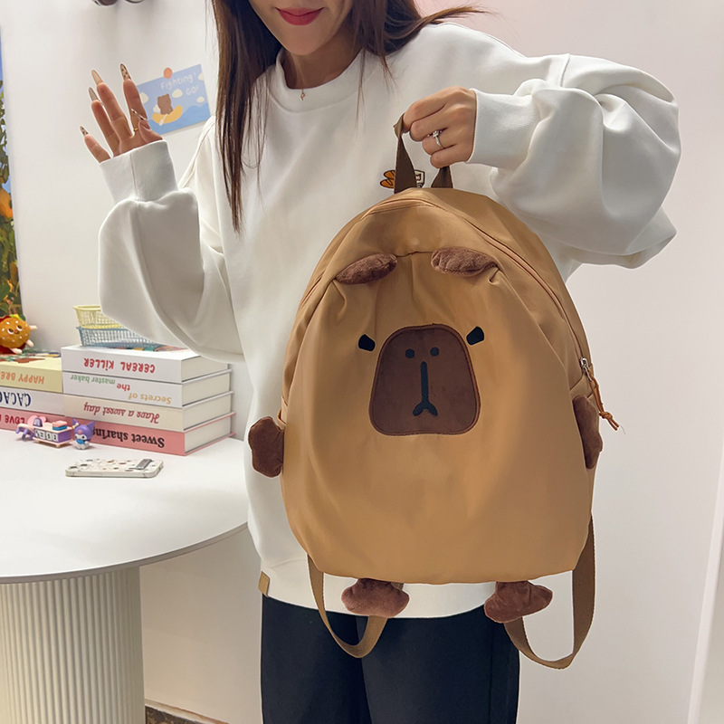 Backpacks, capybaras, niche design schoolbags, cute Capibara backpacks for college girls, cute brown bear trendy backpacks full figure