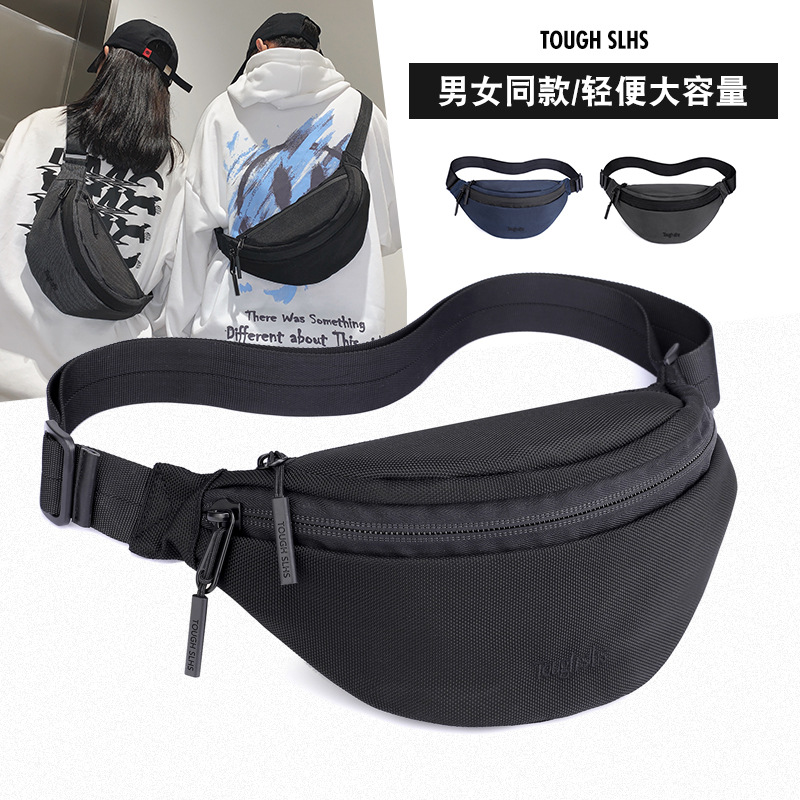New trendy men's and women's chest bag, outdoor single-shoulder crossbody bag, ballistic nylon fabric sports waist bag, anti-theft mobile phone case full figure