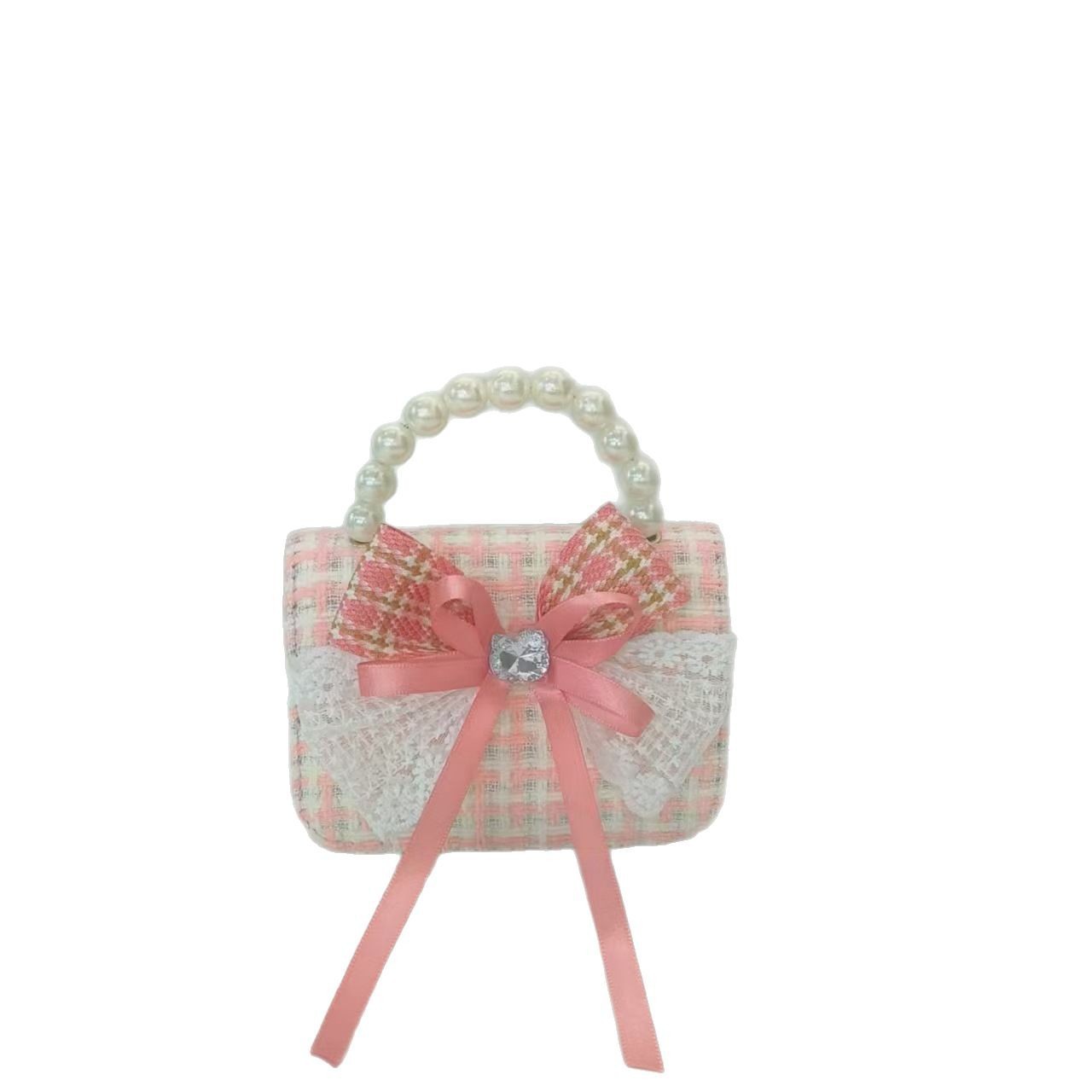 Pearl handbag, bow princess bag, chain bag, KT cat small square bag, little girl single-shoulder crossbody bag, accessory bag Item Picture