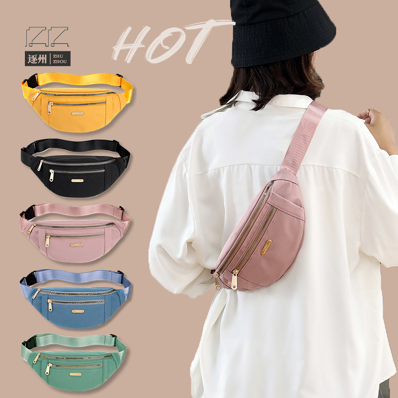 Cross-border waist bag for women, Korean-style casual Oxford cloth shoulder bag, multi-layered loose change, mobile phone crossbody bag, versatile chest bag for women full figure