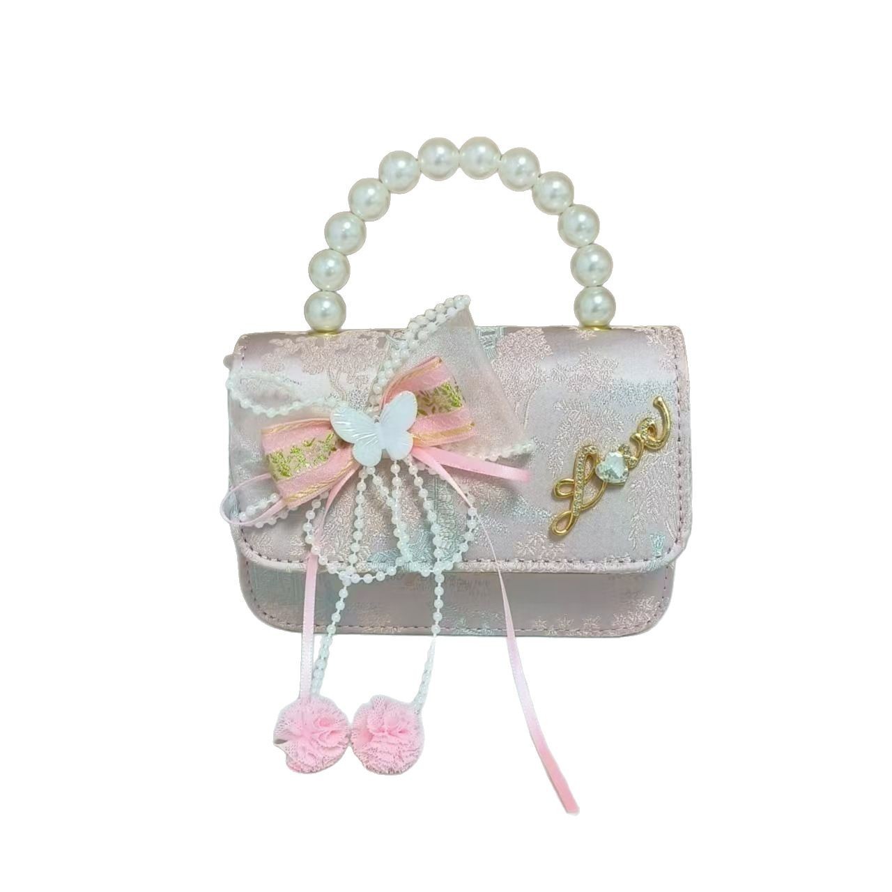 Children's bag, high-end ancient-style, little girl coin purse, little princess pearl Hanfu accessories, handbag, storage bag Item Picture