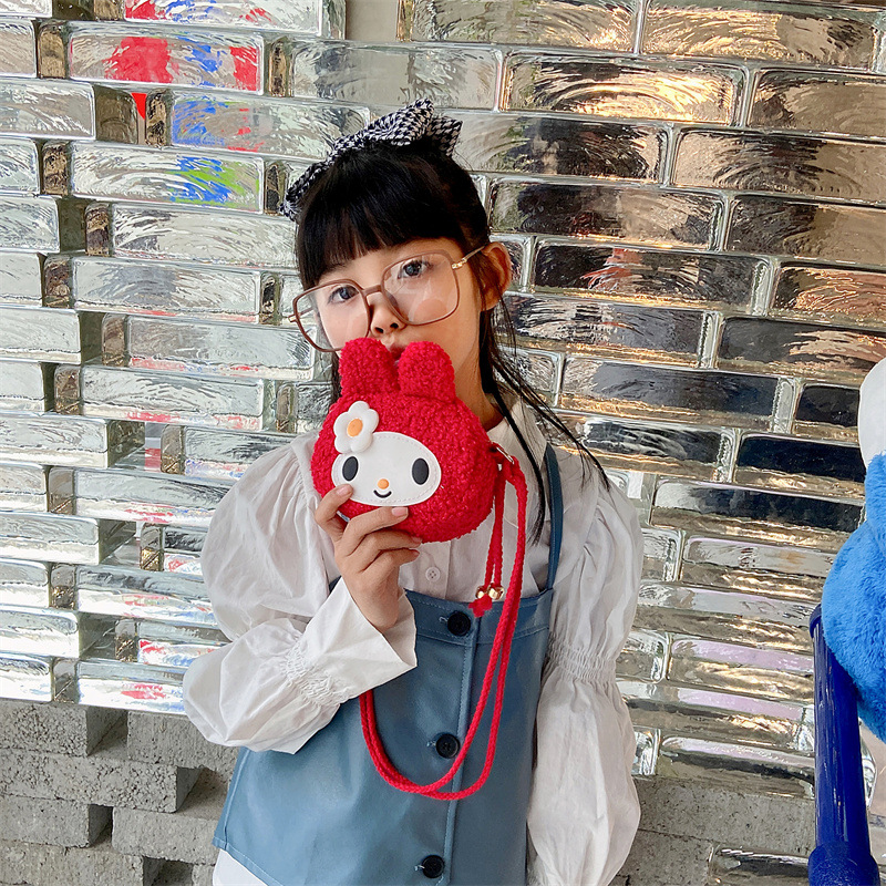 Autumn and winter children's plush bag 2022 New style Cartoon Rabbit Cute Girl crossbody bag New Year Baby coin purse Specification drawing