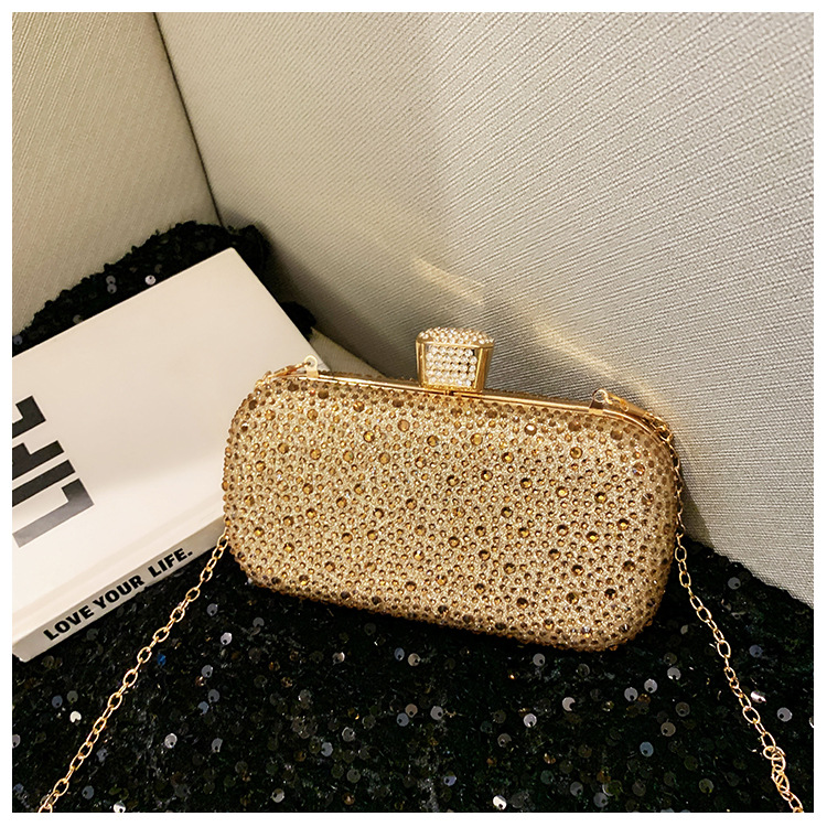New cross-border fashionable ladies' clutch bag, evening dress bag with dazzling and luxurious rhinestone decoration, elegant and stylish dinner bag Item Picture