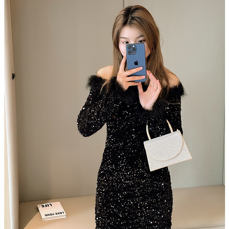 New cross-border foreign trade dinner bags, European and American fashionable handbags, diamond banquet clutch bags, evening dress bags Specification drawing