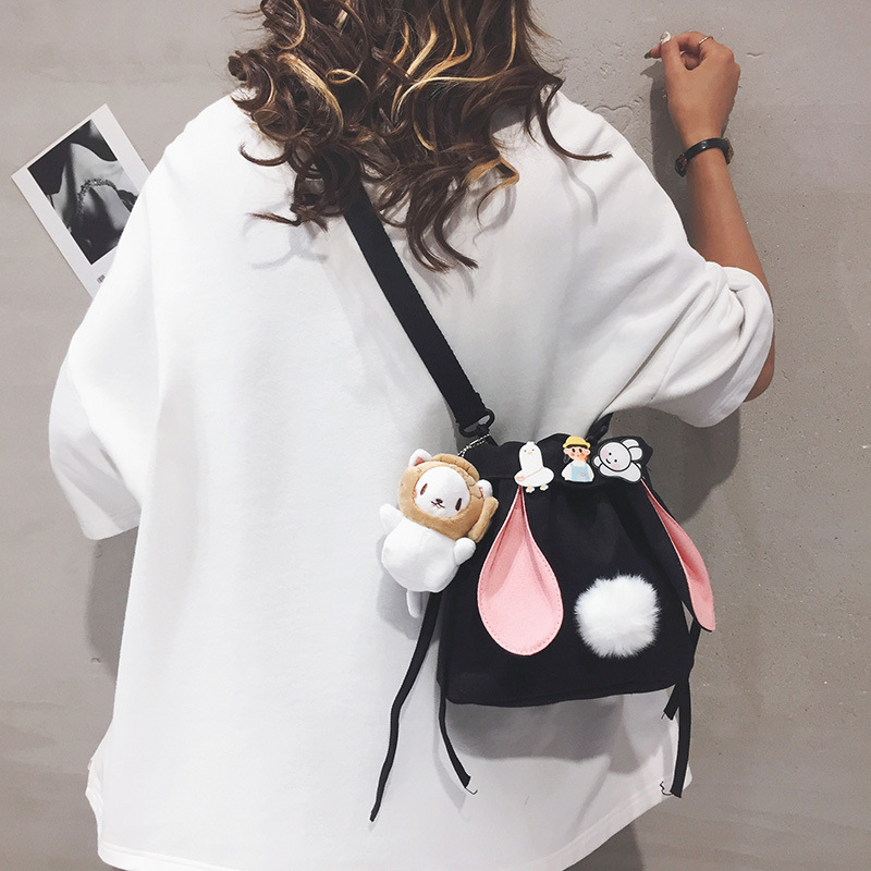 2024 New Rabbit small single room crossbody plush bag, cute little girl mobile phone loose change ins bag full figure