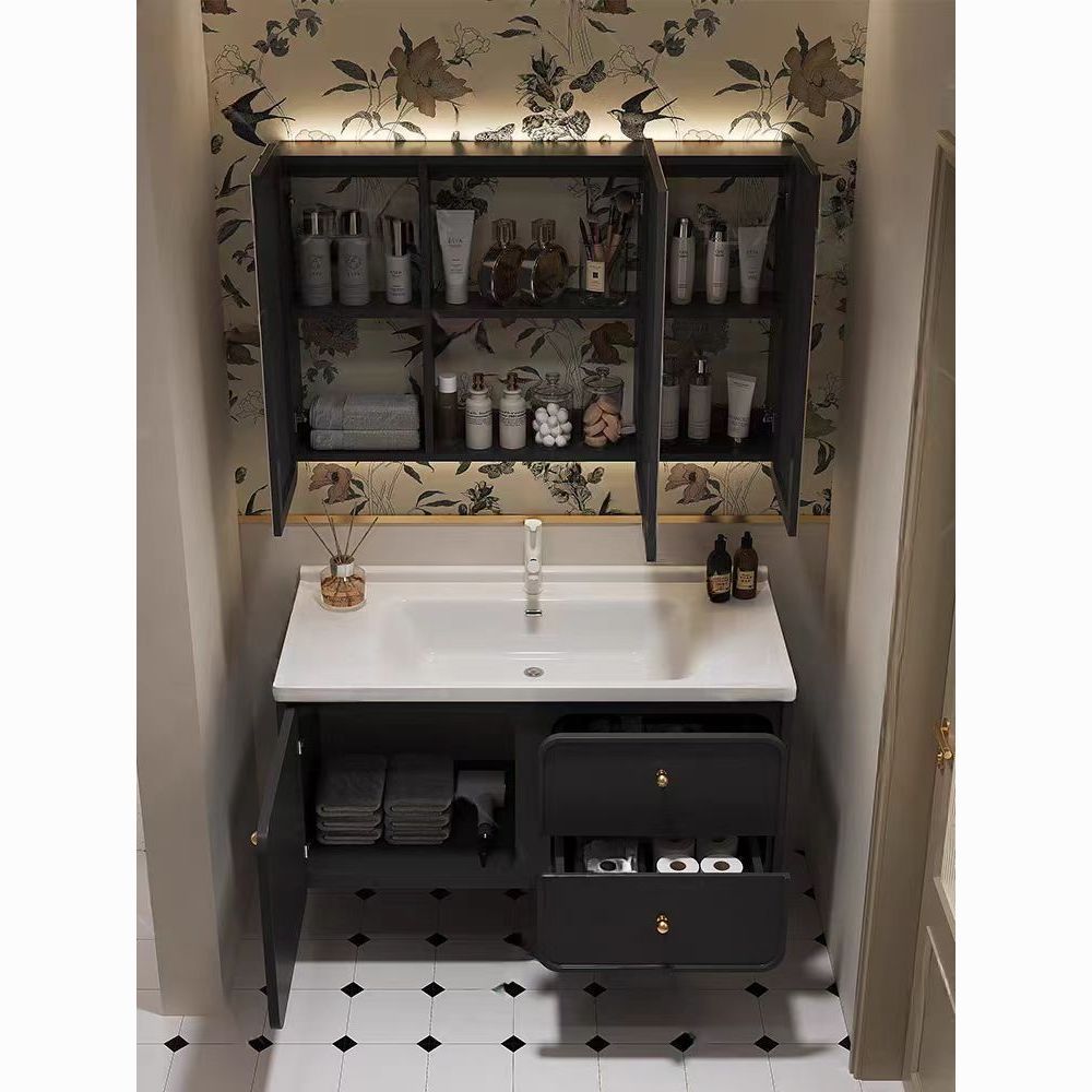 Retro bathroom cabinet, simple smart bathroom cabinet, modern light luxury washbasin, washbasin cabinet, bathroom washstand Specification drawing