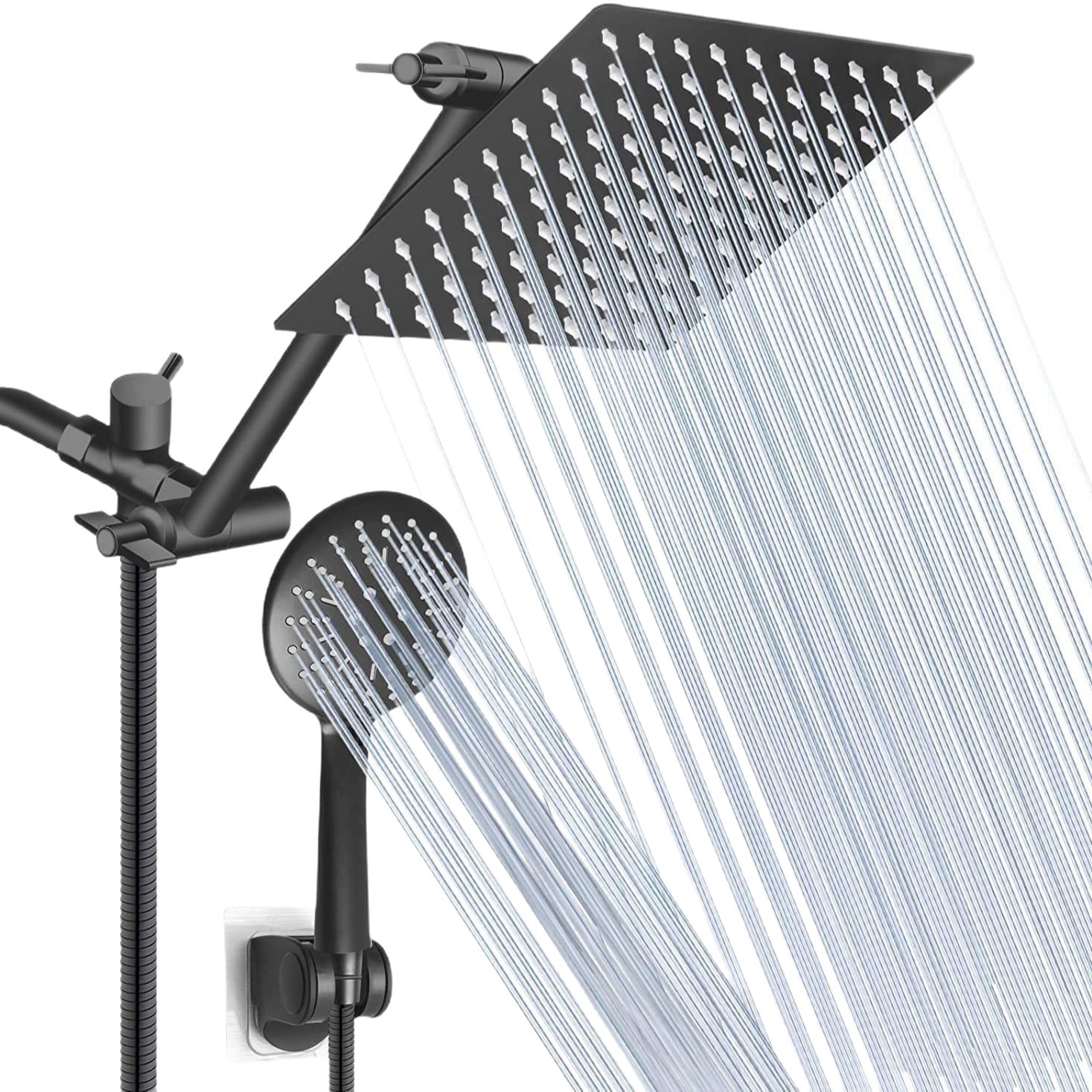 American-style cross-border non-extension rod exposed showerhead, wall-mounted shower, three-way water distributor, stainless steel showerhead for bathing Item Picture