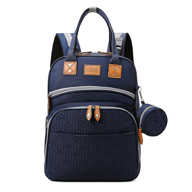 Embroidered mommy bag, independent folding crib, mother and baby bag, multi-functional postpartum storage backpack, parent-child travel Application Scenario