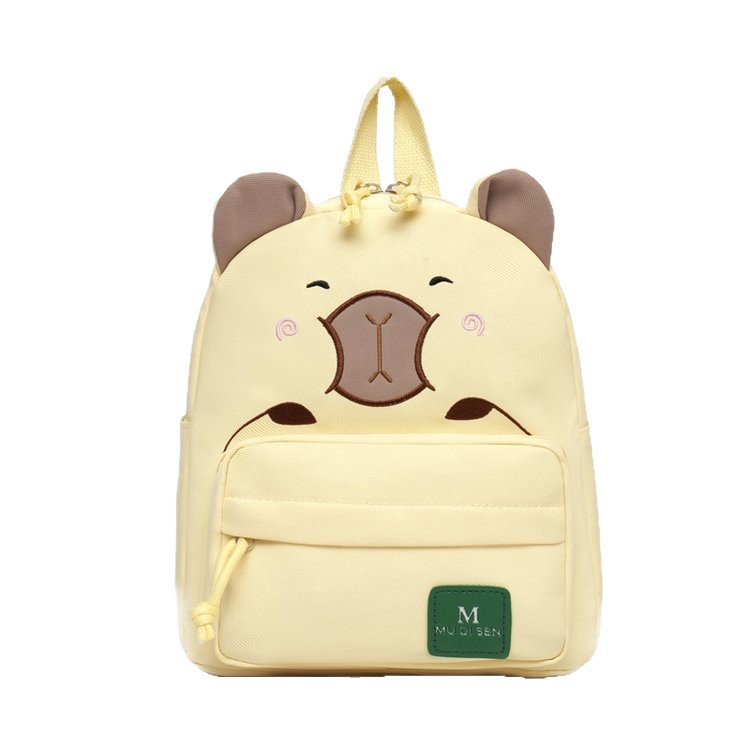 Cute color-blocking children's schoolbags, boys' double-shoulder bags for kindergartens, little girls' cartoonish lightweight backpacks for going out and swimming capybaras Item Picture