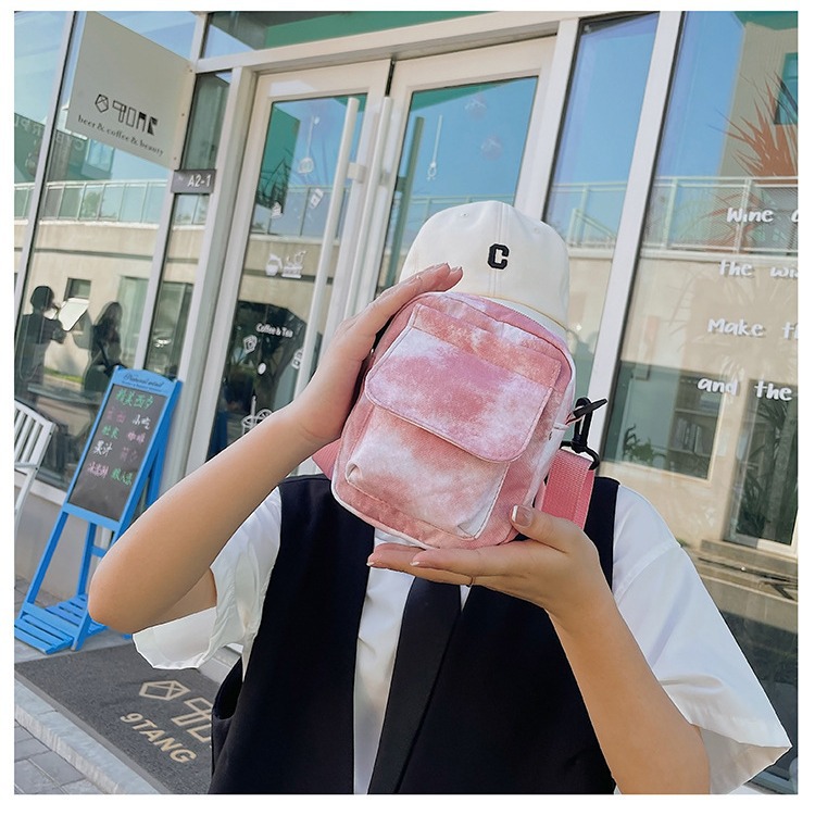 Wholesale of 2024 new Korean style fashionable and simple canvas bags, single-shoulder crossbody bags, and student mobile phone bags Specification drawing
