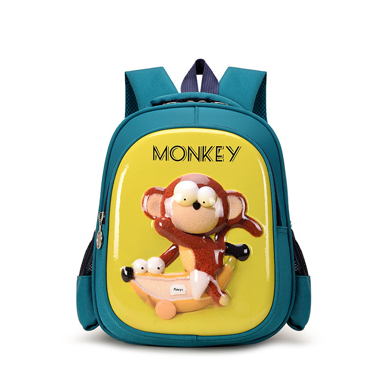 Cartoon hard-shell children's bags for boys and girls, cute and trendy double-shoulder bags for kindergarten children in both large and small classes details Picture