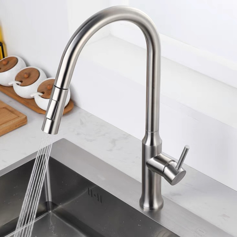 Black kitchen pull-out faucet, dual-mode hot and cold water outlet for the sink, foreign trade gun gray Grohe faucet Specification drawing