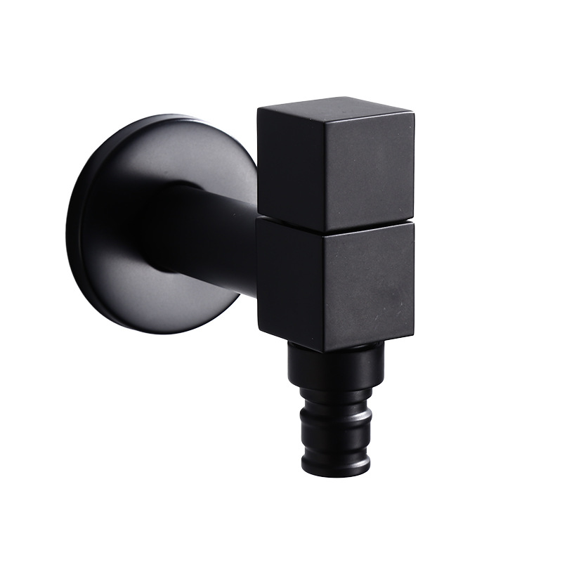 Black all-copper square washing machine, 4-inch water faucet, balcony washing machine, mop sink, single-cooling faucet Item Picture