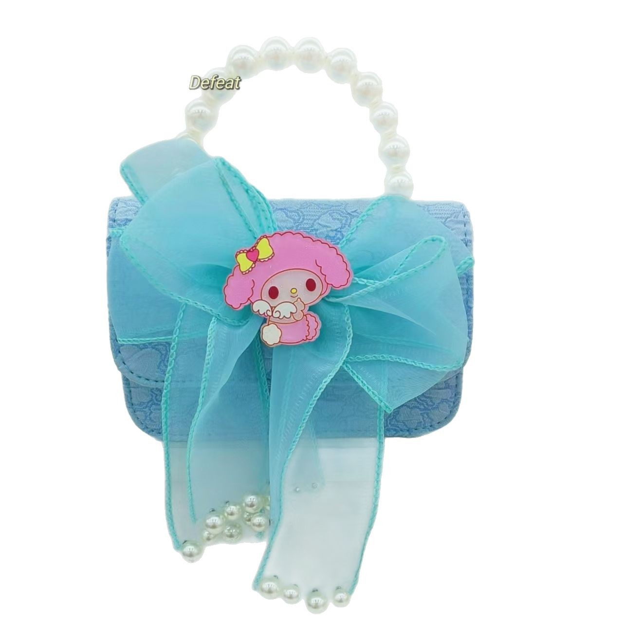 Melody Pearl hand-held princess bag, crossbody coin accessory bag, Bow girl Lucky money bag, chain square bag Item Picture