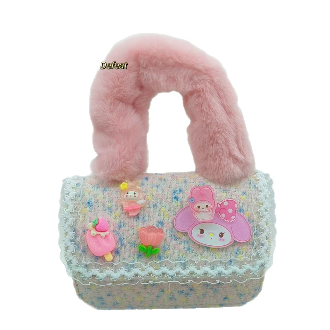 Plush handbag, Kulomi single-shoulder crossbody bag, little girl coin purse, accessory bag, stylish princess bag, children's bag Item Picture