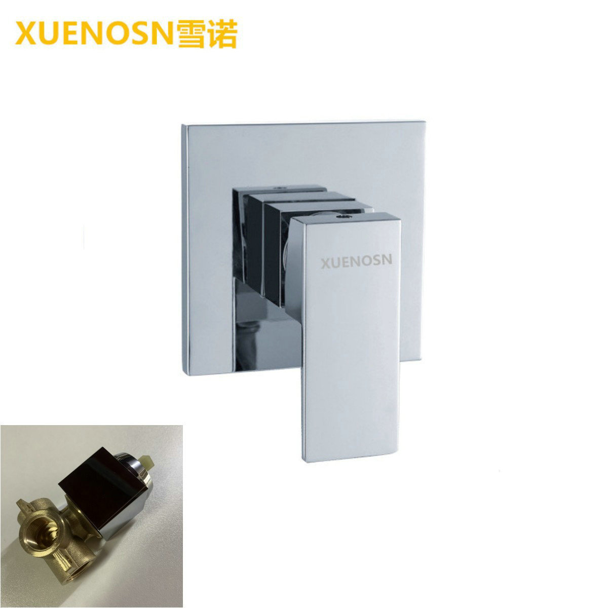 All-copper concealed cold and hot shower faucet, square three-way wall-mounted single-function mixing valve for cross-border bathing full figure