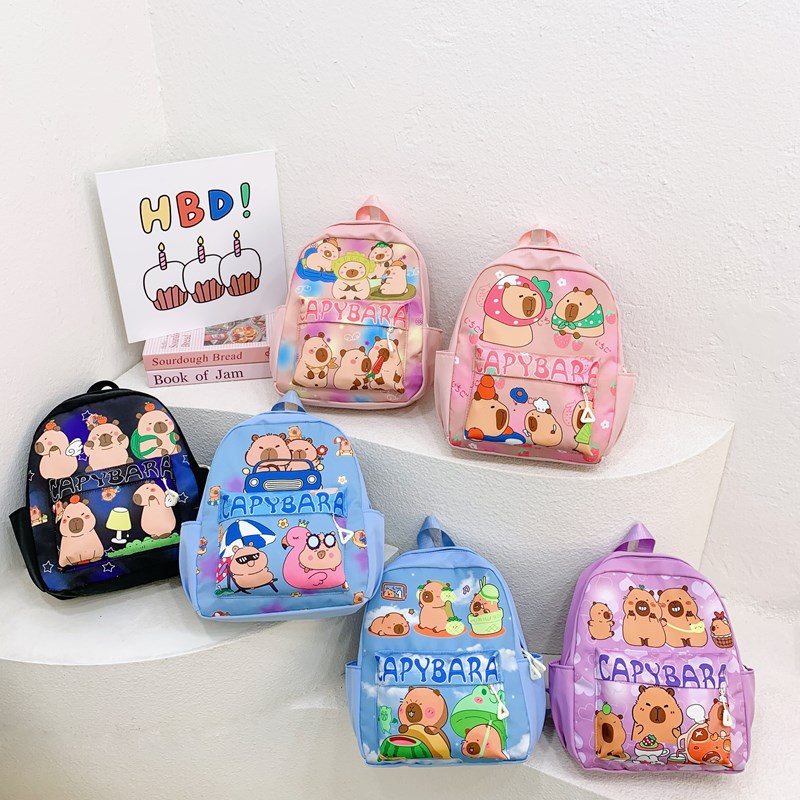 Fashionable kindergarten cute cartoon backpack, Kapibala popular small schoolbag new style, 3-6 years old children's shoulder trend full figure
