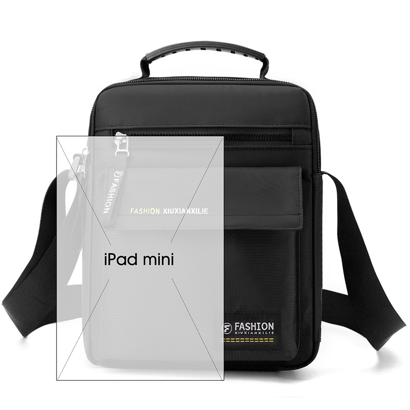 Men's large-capacity bag, nylon fabric single-shoulder bag, new business commuting crossbody bag, vertical small bag, hand-held men's bag Specification drawing