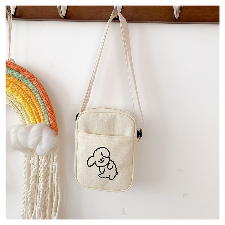 New Japanese-style Harajuku cute cartoon canvas bag, vintage girl crossbody bag, Korean Instagram soft girl small bag details Picture