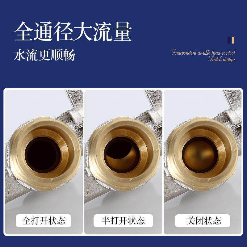 All-copper high-flow Angle valve, spherical full-way switch, toilet, water heater, cold and hot water stop valve, 4/6 corner valve Specification drawing