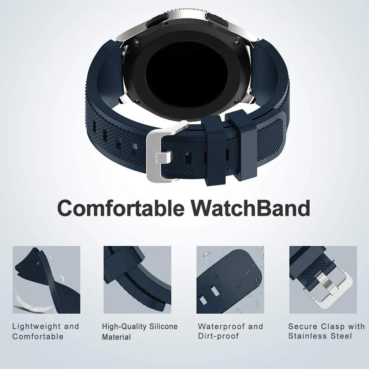 Compatible with Samsung S3 twill silicone strap 20/22mm, quick-release lugs, official same single-color silicone strap from Huawei Specification drawing