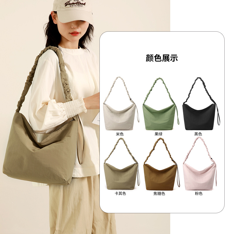 New cross-border crossbody bag, women's fashion trend, laid-back style tote bag, artistic Korean version, large-capacity single-shoulder bag full figure