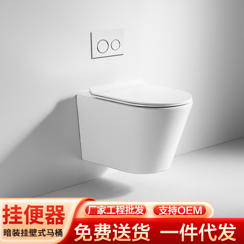 CE export hotel toilet project: Wall-mounted ceramic toilet, wall-mounted panel, concealed wall-mounted toilet full figure