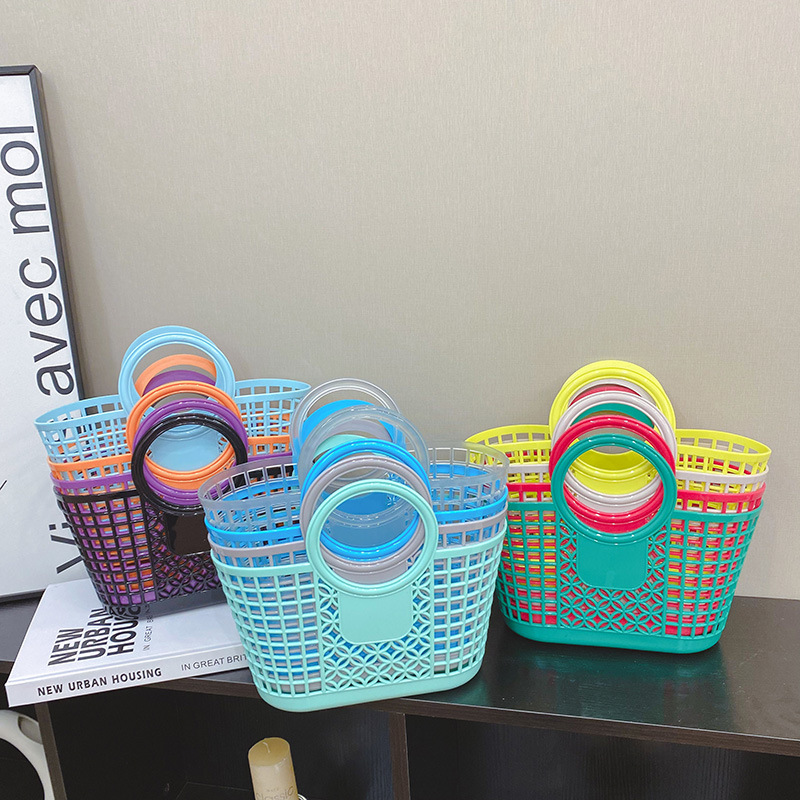Hollowed-out vegetable basket, storage basket, shopping basket, pvc toiletry basket, gift basket details Picture