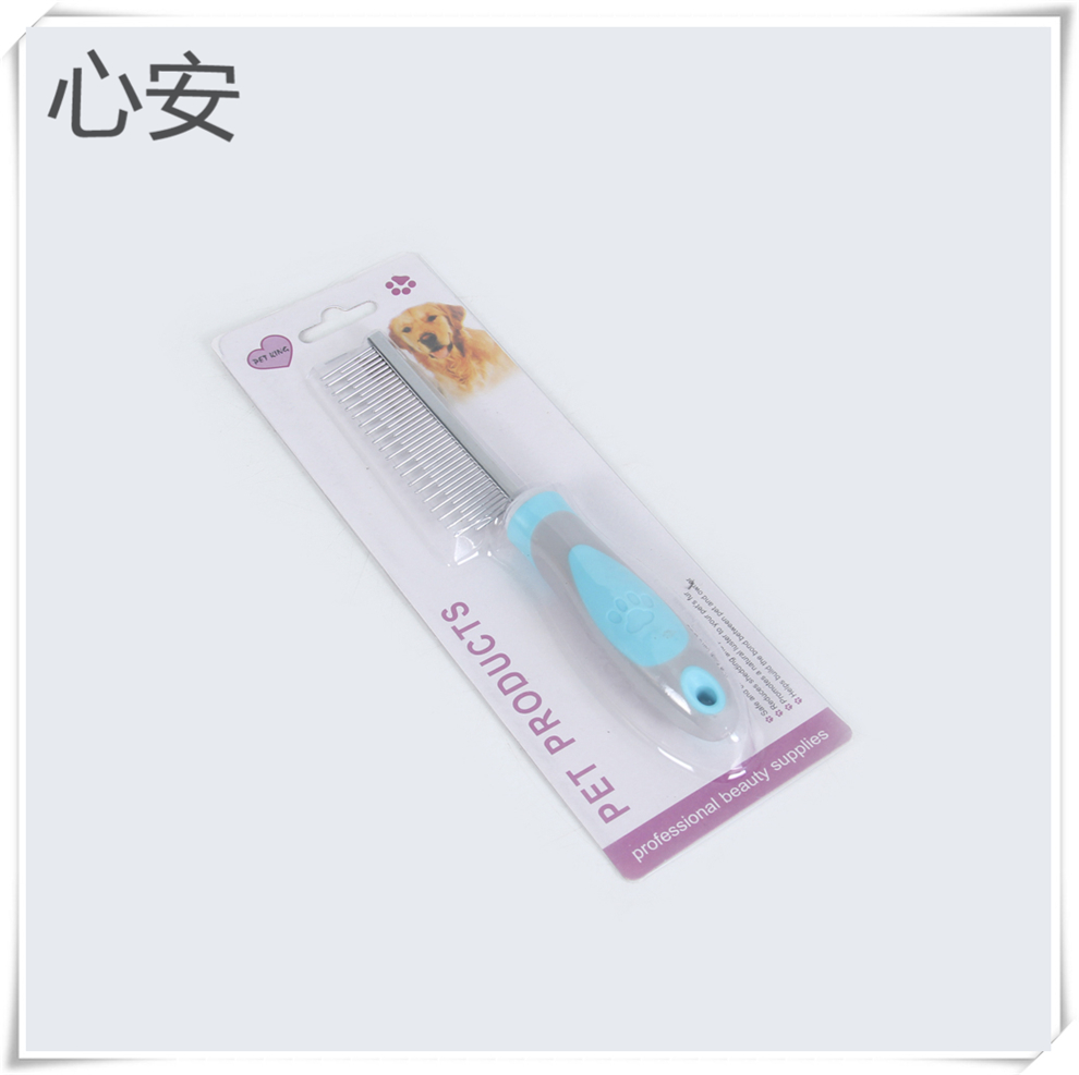 Colorful pet comb, stainless steel single-sided high and low comb, dog hair brush, knot-opening comb, anti-knotting cat and dog pet supplies Application Scenario