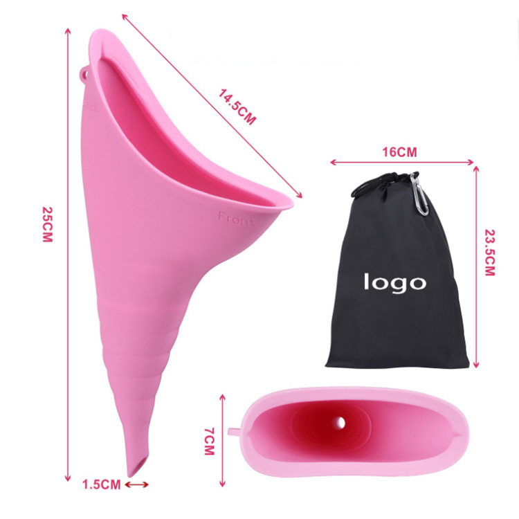 Factory direct sales of new silicone urinals, women's travel urinals, standing portable urinals, foldable Specification drawing