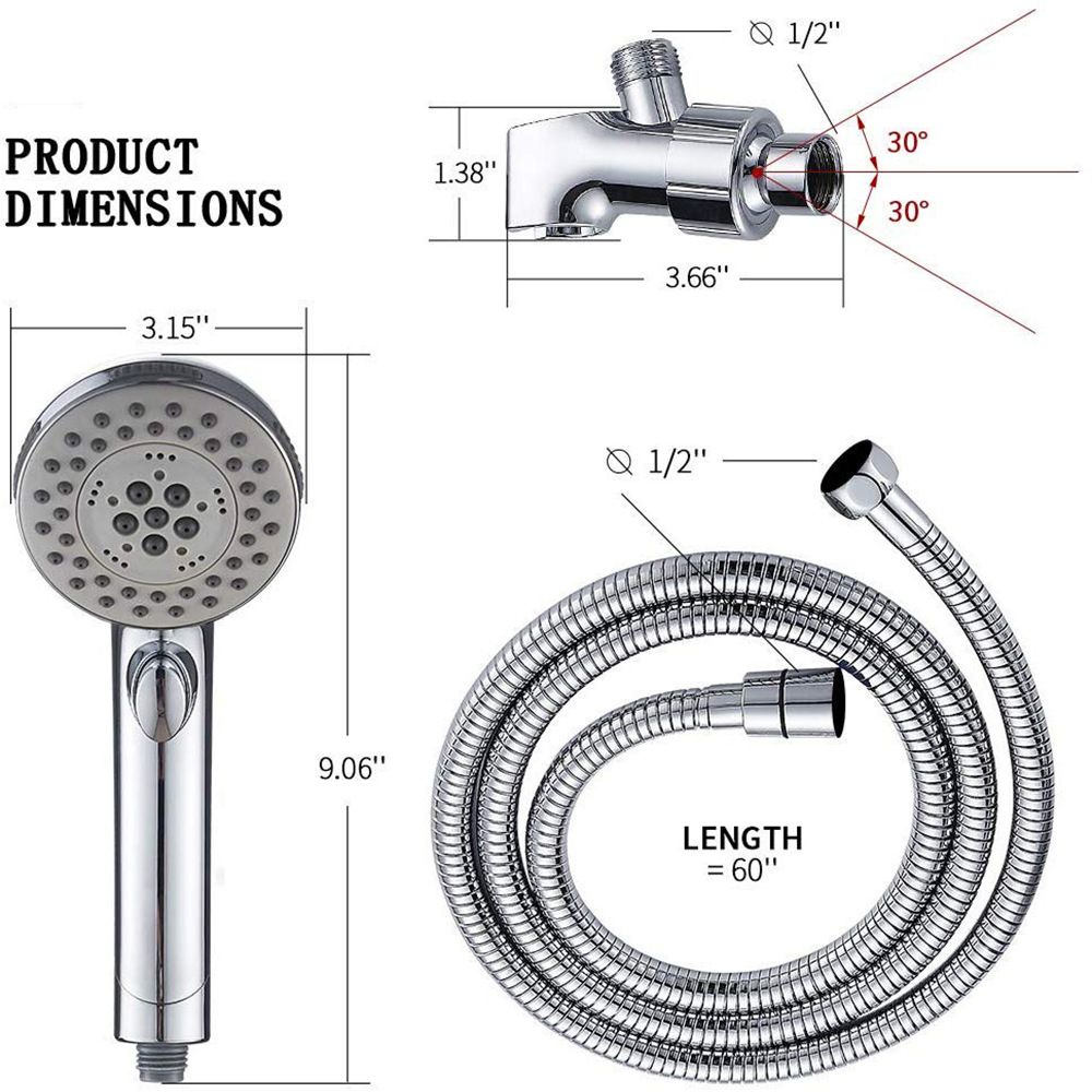 Cross-border European, American and Japanese push-button handheld showerhead set, water-stop and pressure-increasing 6 functions, bathroom showerhead 6 functions Application Scenario
