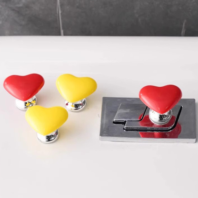 Creative heart-shaped toilet press, colorful heart-shaped flush button, long nails use toilet press Application Scenario