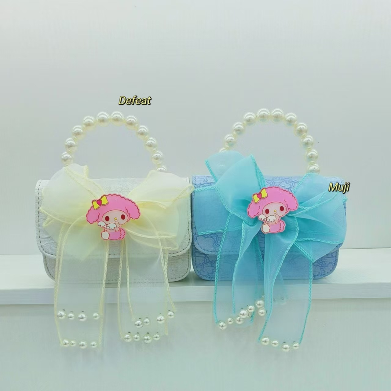 Melody Pearl hand-held princess bag, crossbody coin accessory bag, Bow girl Lucky money bag, chain square bag Specification drawing